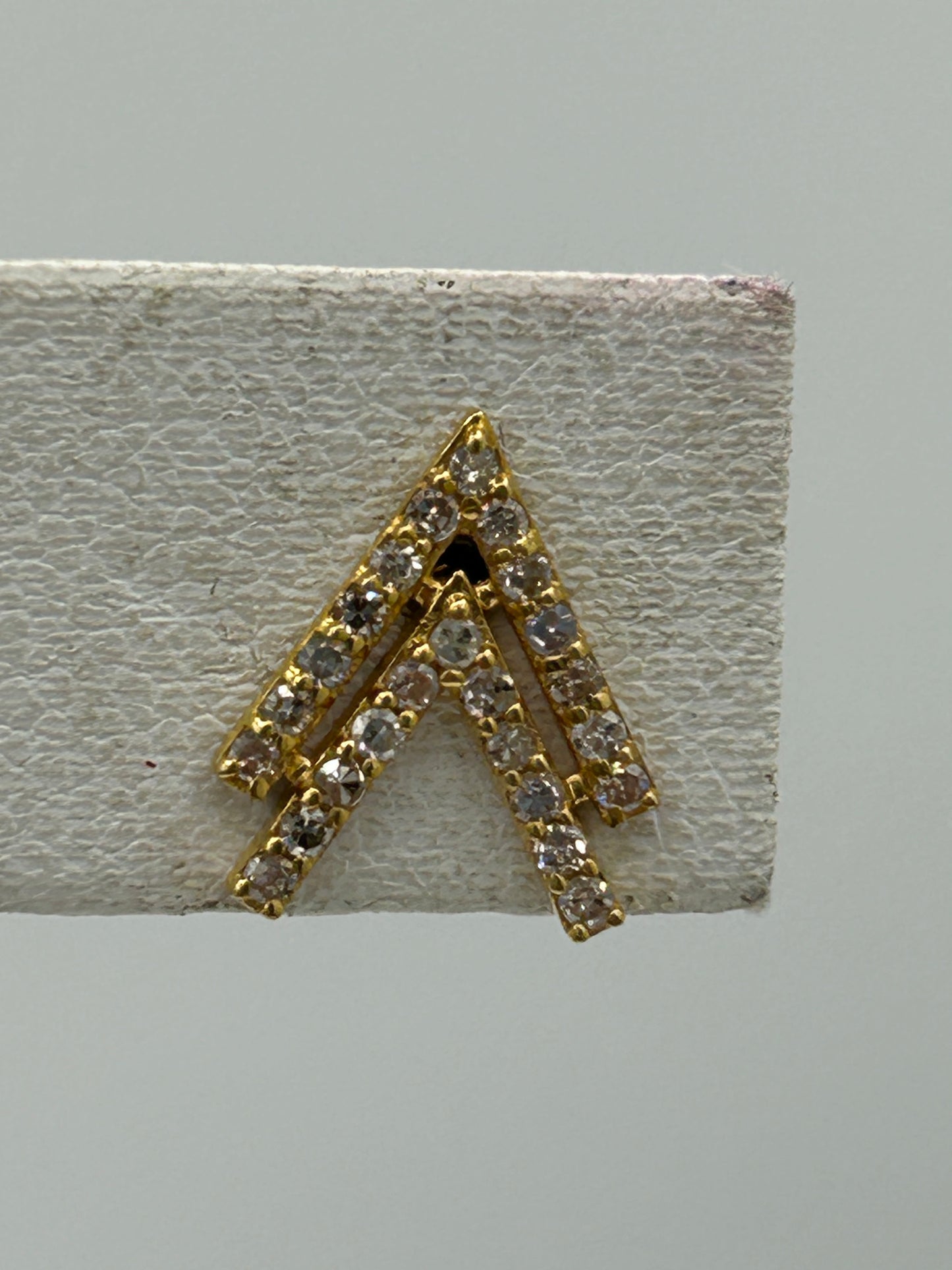 Arrow 14k Solid Gold Diamond Stud Earring. Genuine handmade pave diamond Earring. 14k Solid Gold Diamond Earring..