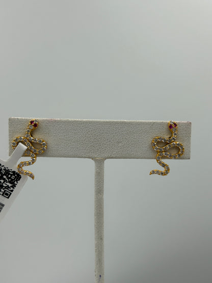 Snake 14k Solid Gold Diamond Stud Earring. Genuine handmade pave diamond Earring. 14k Solid Gold Diamond Earring..