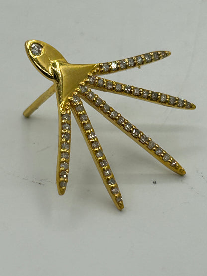 14k Solid Gold Diamond Stud Earring. Genuine handmade pave diamond Earring. 14k Solid Gold Diamond Earring..