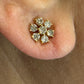 Round 14k Solid Gold Diamond Stud Earring. Genuine handmade pave diamond Earring. 14k Solid Gold Diamond Earring..