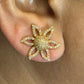 Flower 14k Solid Gold Diamond Stud Earring. Genuine handmade pave diamond Earring. 14k Solid Gold Diamond Earring..