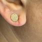 Round 14k Solid Gold Diamond Stud Earring. Genuine handmade pave diamond Earring. 14k Solid Gold Diamond Earring..