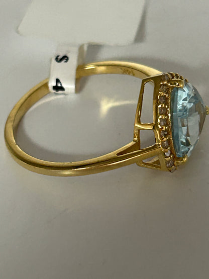 Aqua 14k Solid Gold Diamond Rings..
