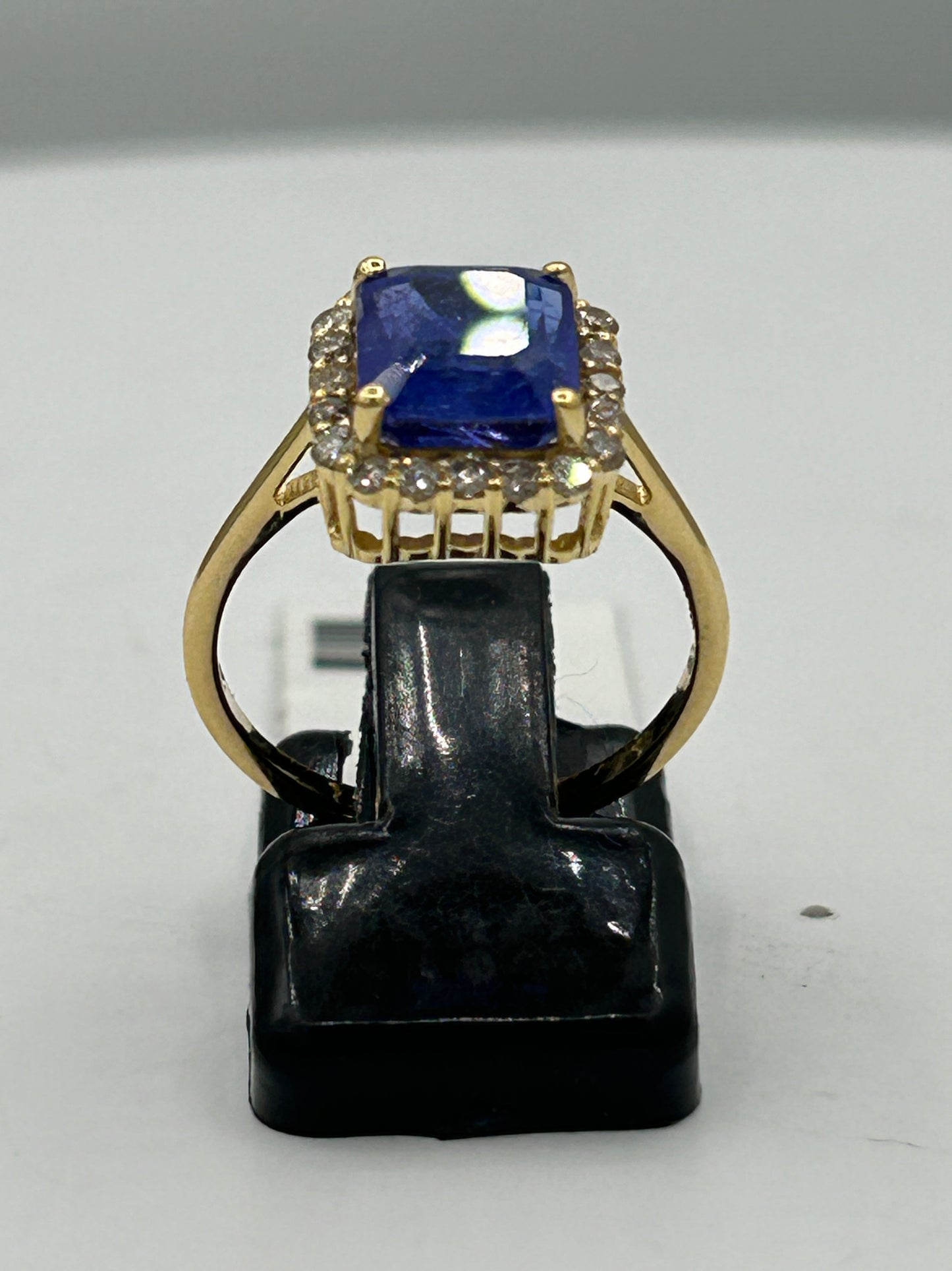 Tanzanite 14k Solid Gold Diamond Rings.Genuine handmade pave diamond Rings.