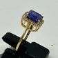 Tanzanite 14k Solid Gold Diamond Rings.Genuine handmade pave diamond Rings.