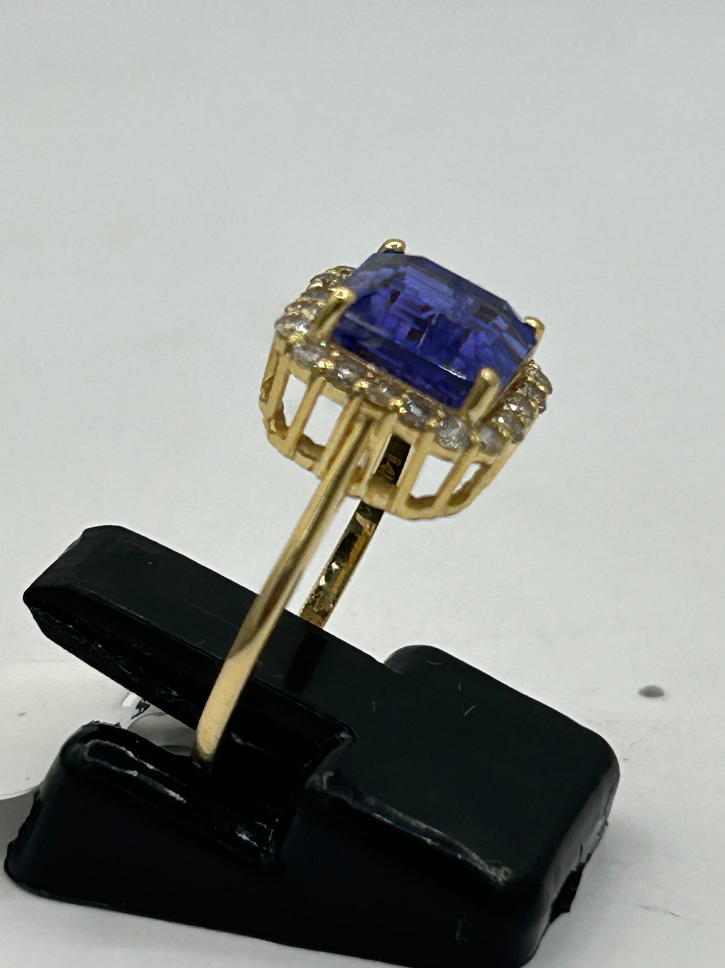 Tanzanite 14k Solid Gold Diamond Rings.Genuine handmade pave diamond Rings.