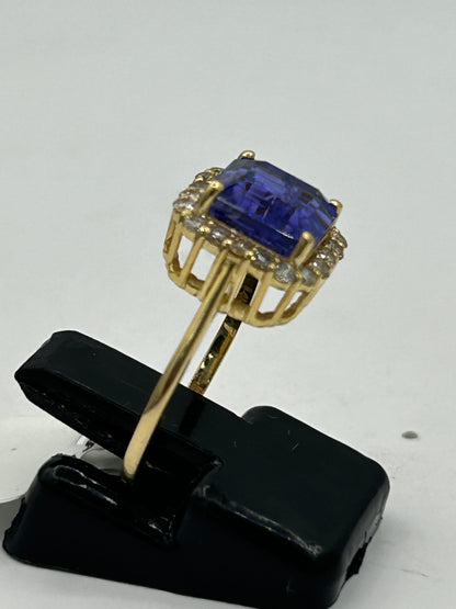 Tanzanite 14k Solid Gold Diamond Rings.Genuine handmade pave diamond Rings.