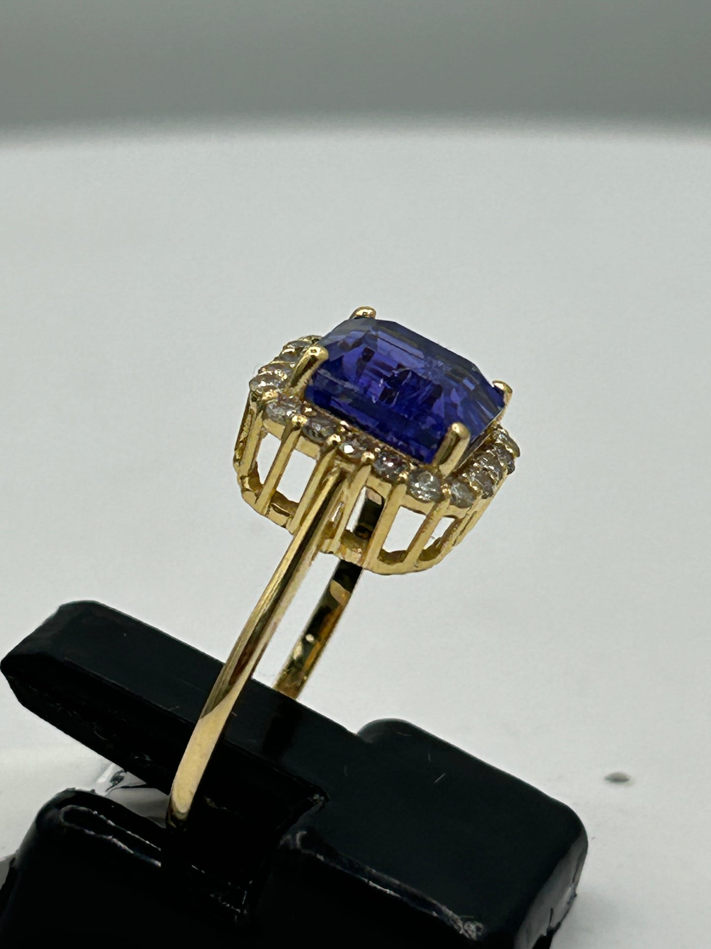 Tanzanite 14k Solid Gold Diamond Rings.Genuine handmade pave diamond Rings.