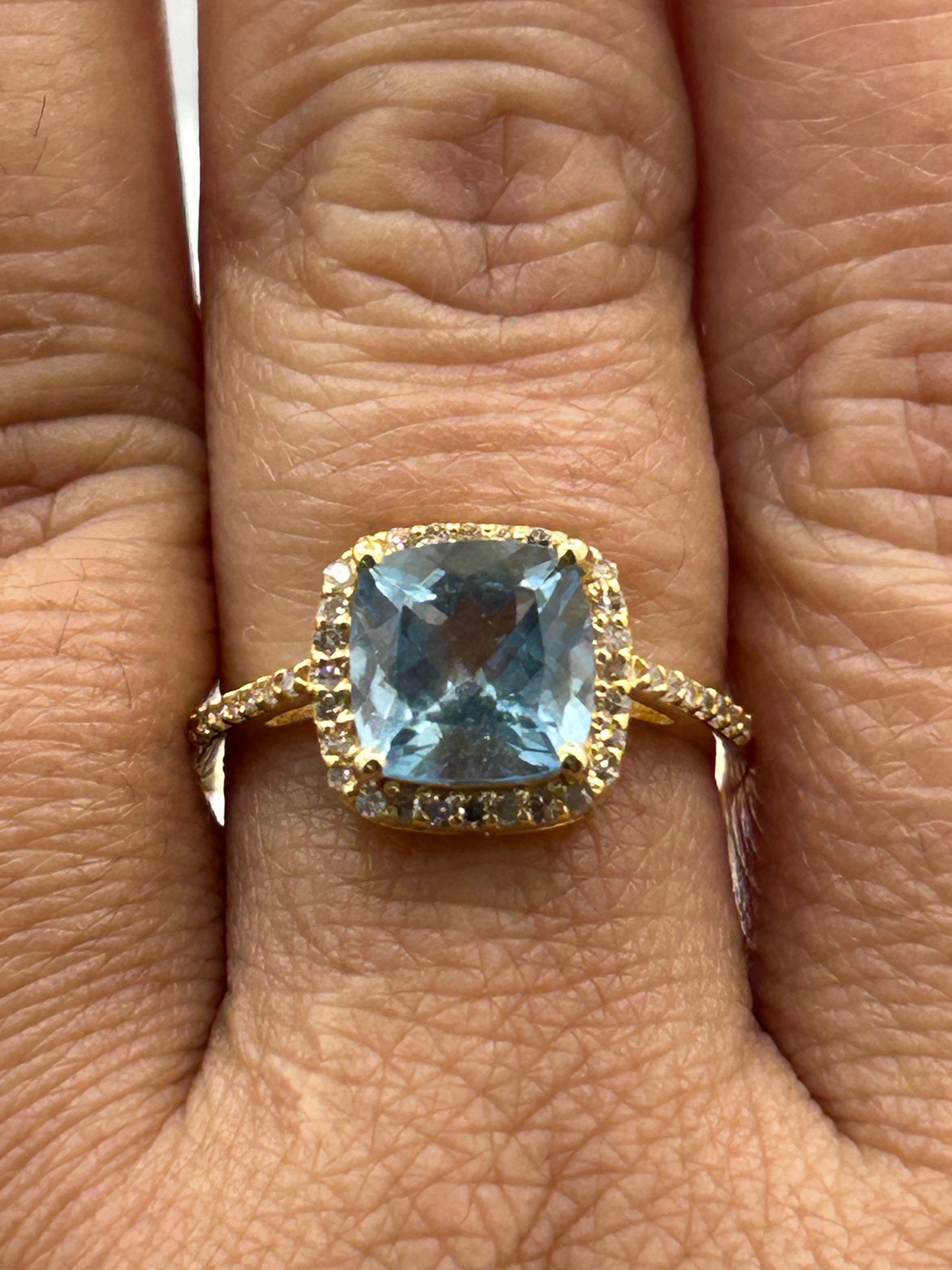 Aqua 14k Solid Gold Diamond Rings.Genuine handmade pave diamond Rings.