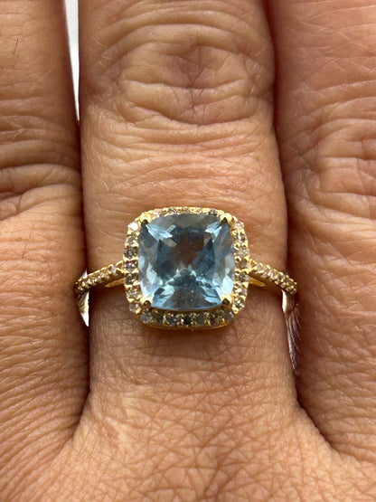 Aqua 14k Solid Gold Diamond Rings.Genuine handmade pave diamond Rings.