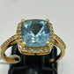 Aqua 14k Solid Gold Diamond Rings.Genuine handmade pave diamond Rings.