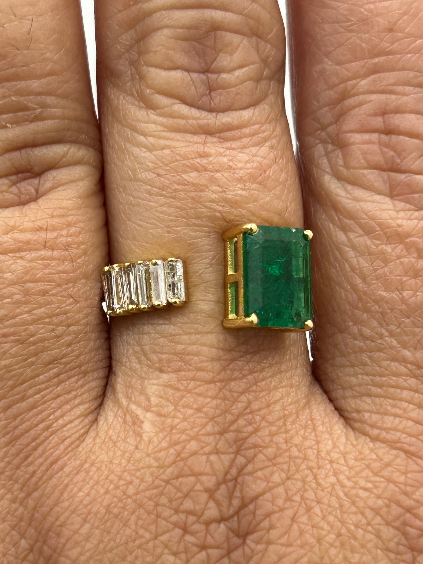 Emerald 14k Solid Gold Diamond Rings.Genuine handmade pave diamond Rings.