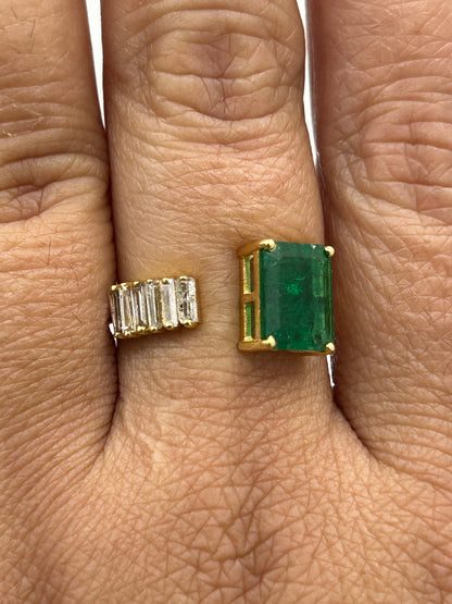Emerald 14k Solid Gold Diamond Rings.Genuine handmade pave diamond Rings.