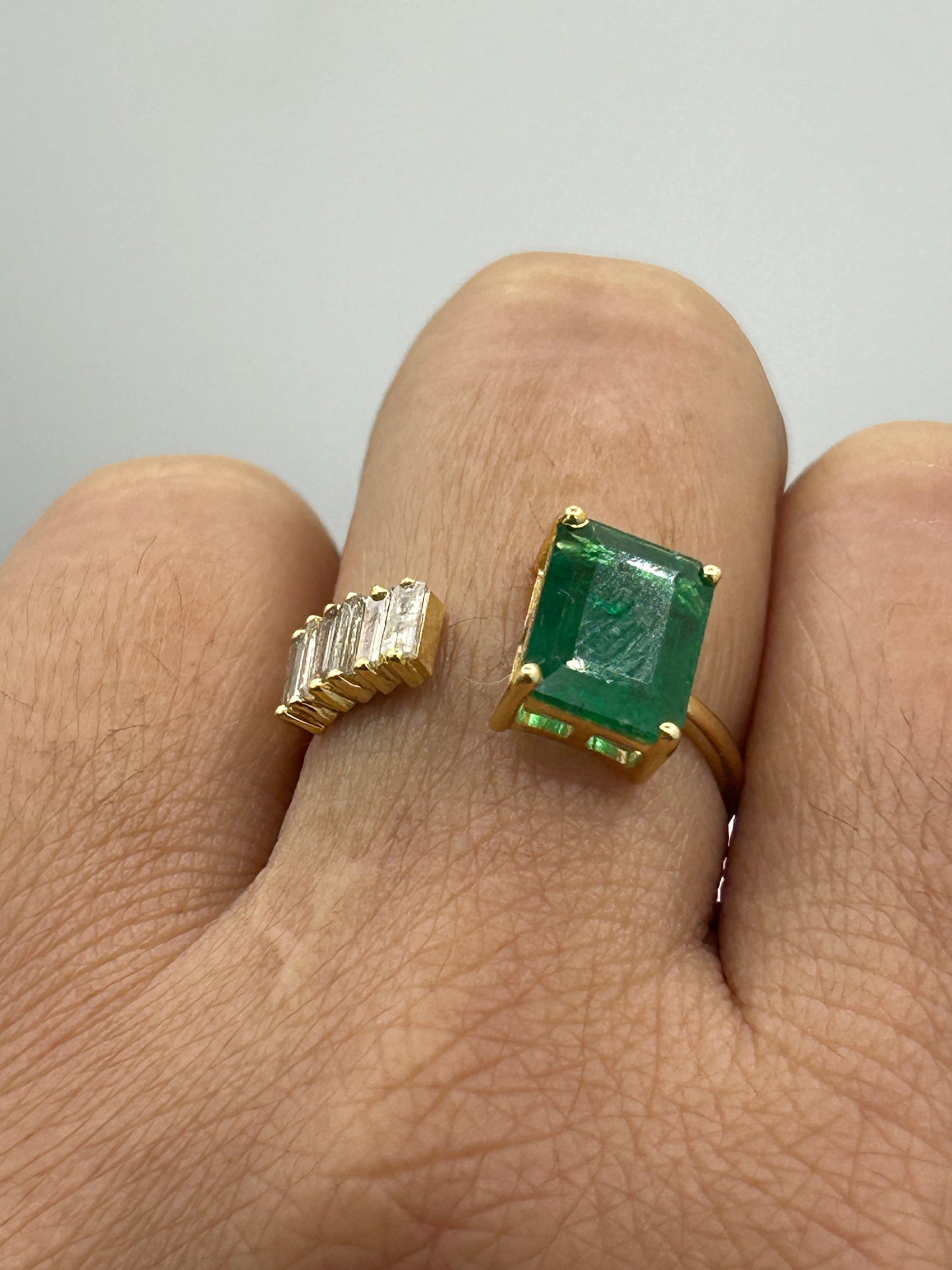 Emerald 14k Solid Gold Diamond Rings.Genuine handmade pave diamond Rings.