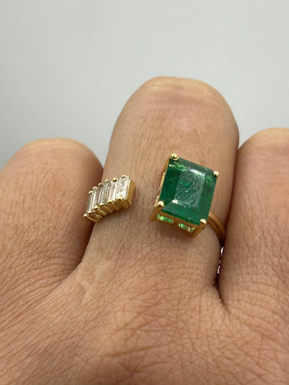 Emerald 14k Solid Gold Diamond Rings.Genuine handmade pave diamond Rings.