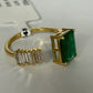 Emerald 14k Solid Gold Diamond Rings.Genuine handmade pave diamond Rings.