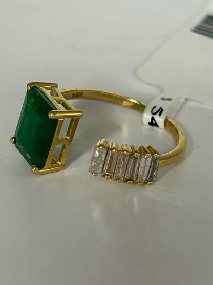 Emerald 14k Solid Gold Diamond Rings.Genuine handmade pave diamond Rings.