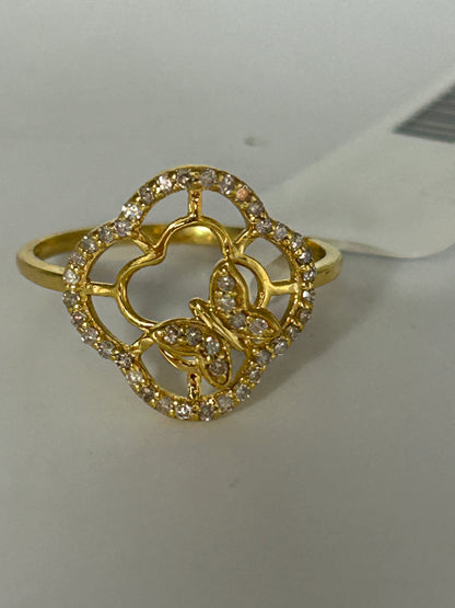 Butterfly 14k Solid Gold Diamond Rings.Genuine handmade pave diamond Rings.