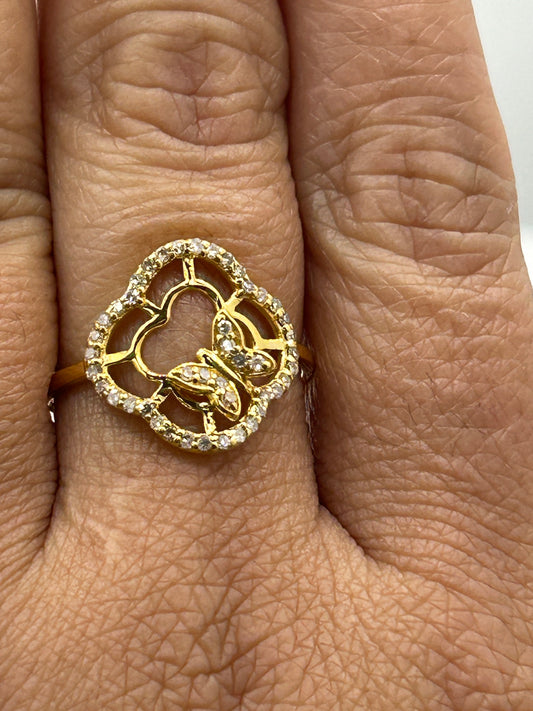 Butterfly 14k Solid Gold Diamond Rings.Genuine handmade pave diamond Rings.