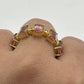 Pink Tourmaline 14k Solid Gold Diamond Rings.Genuine handmade pave diamond Rings.