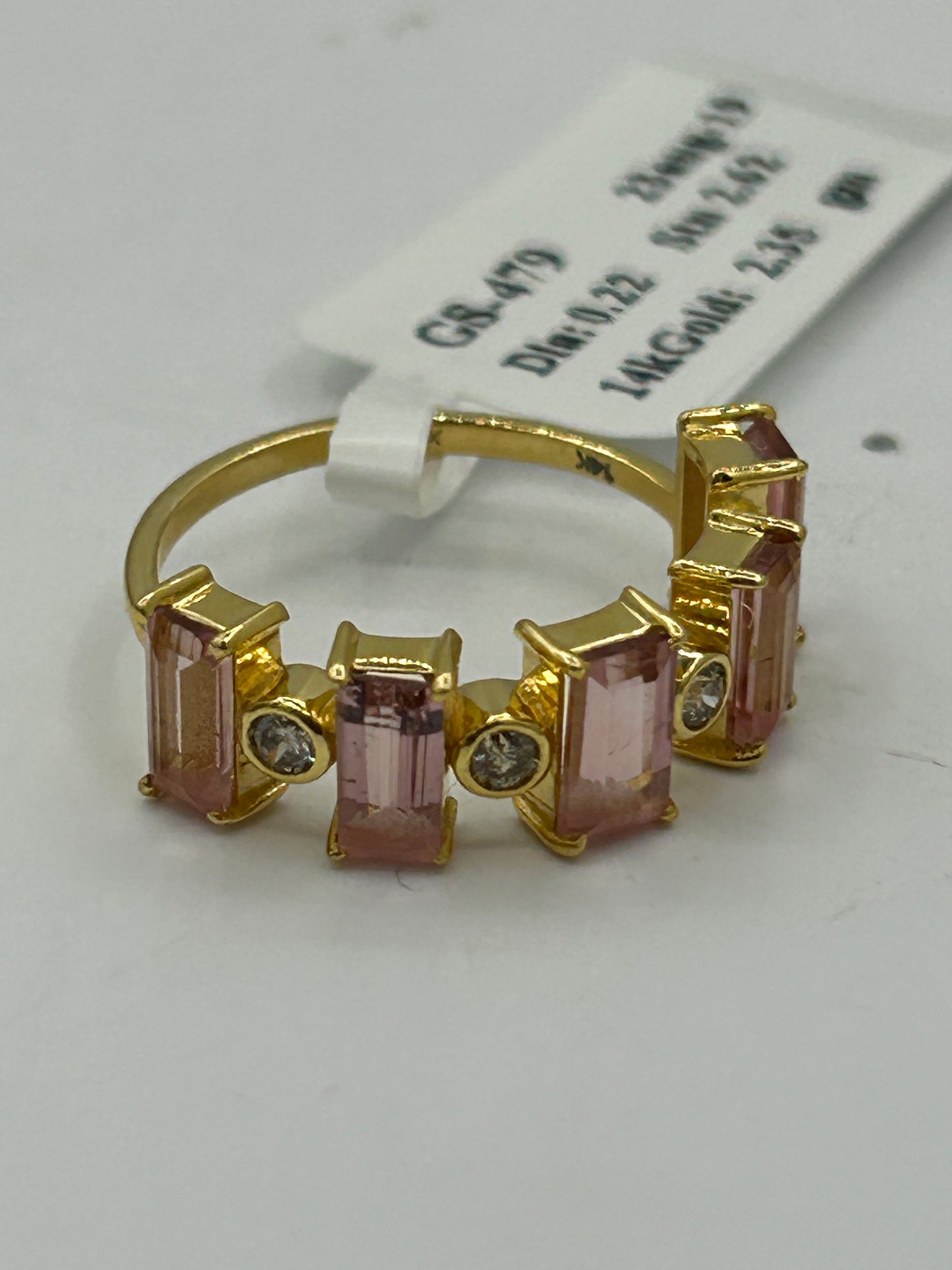 Pink Tourmaline 14k Solid Gold Diamond Rings.Genuine handmade pave diamond Rings.
