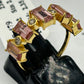 Pink Tourmaline 14k Solid Gold Diamond Rings.Genuine handmade pave diamond Rings.