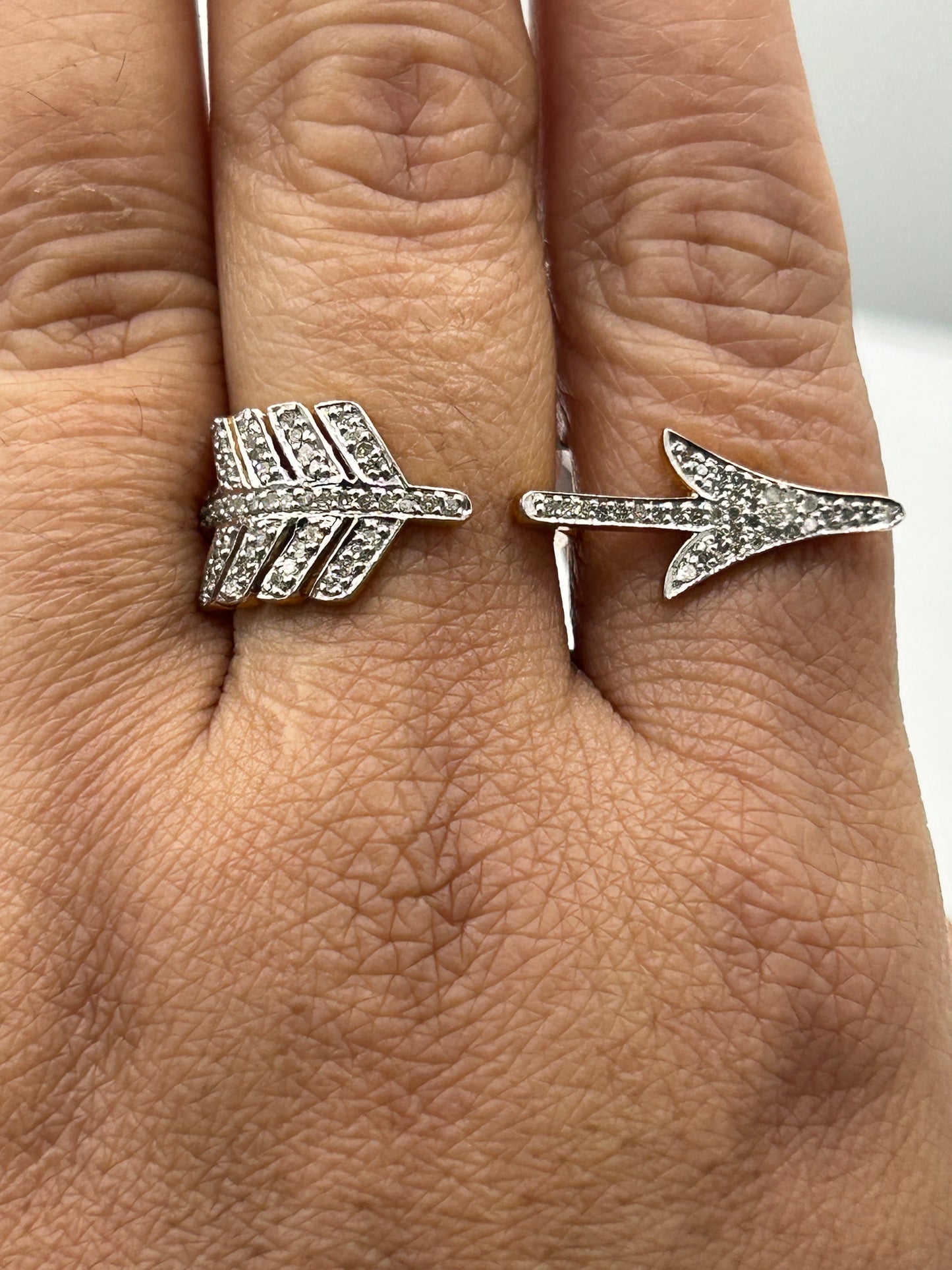 14k Solid Gold Arrow Diamond Rings 0.72 "(10 x 35 mm)