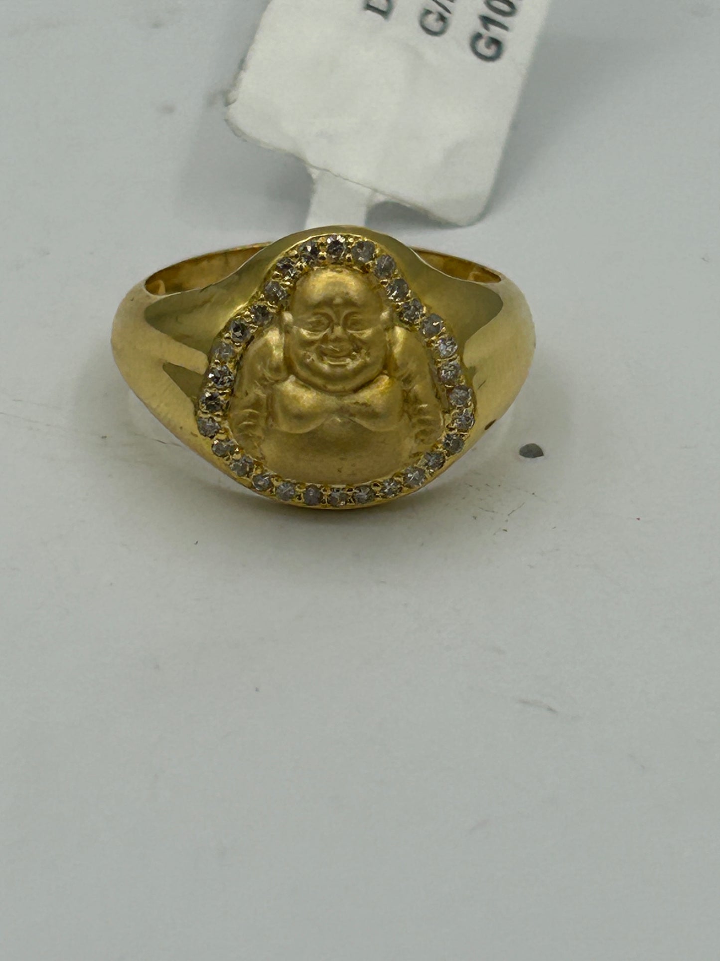 Laughing Buddha 14k Solid Gold Diamond Rings.Genuine handmade pave diamond Rings.