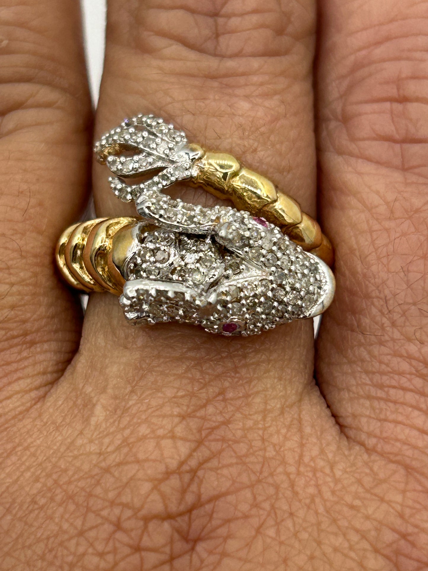 14k Solid Gold Dragon Diamond Rings.  Approx Size 0.80 "(20 x 20 mm)