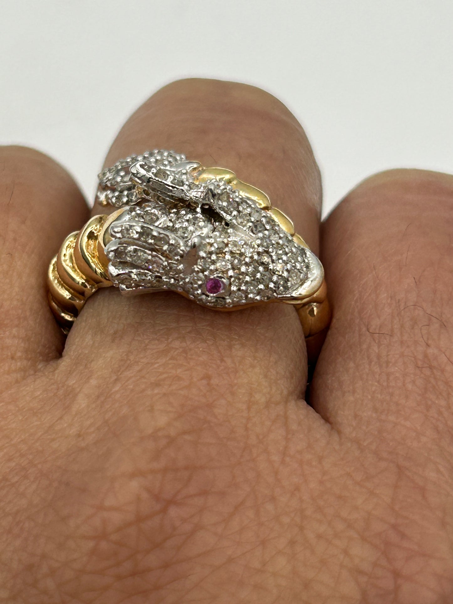 14k Solid Gold Dragon Diamond Rings.  Approx Size 0.80 "(20 x 20 mm)