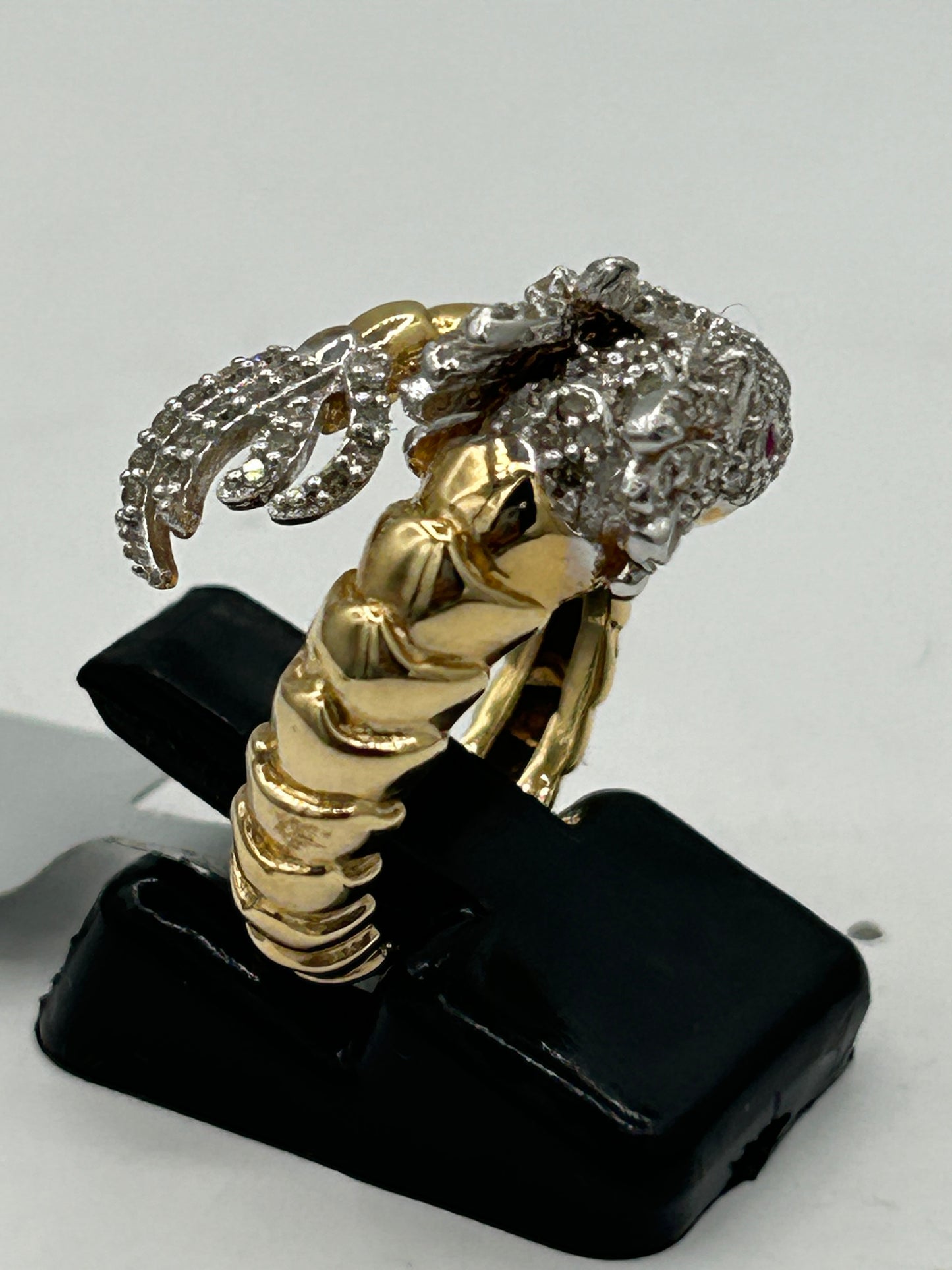 14k Solid Gold Dragon Diamond Rings.  Approx Size 0.80 "(20 x 20 mm)