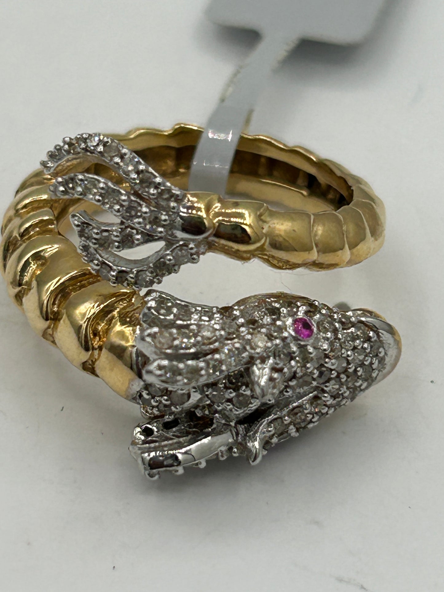 14k Solid Gold Dragon Diamond Rings.  Approx Size 0.80 "(20 x 20 mm)