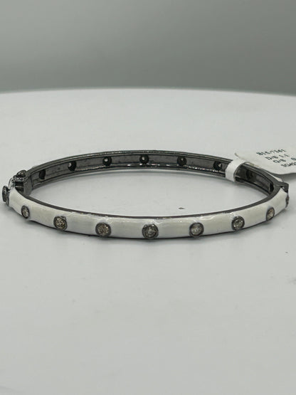 Blue and White Enamel Diamond Bangle