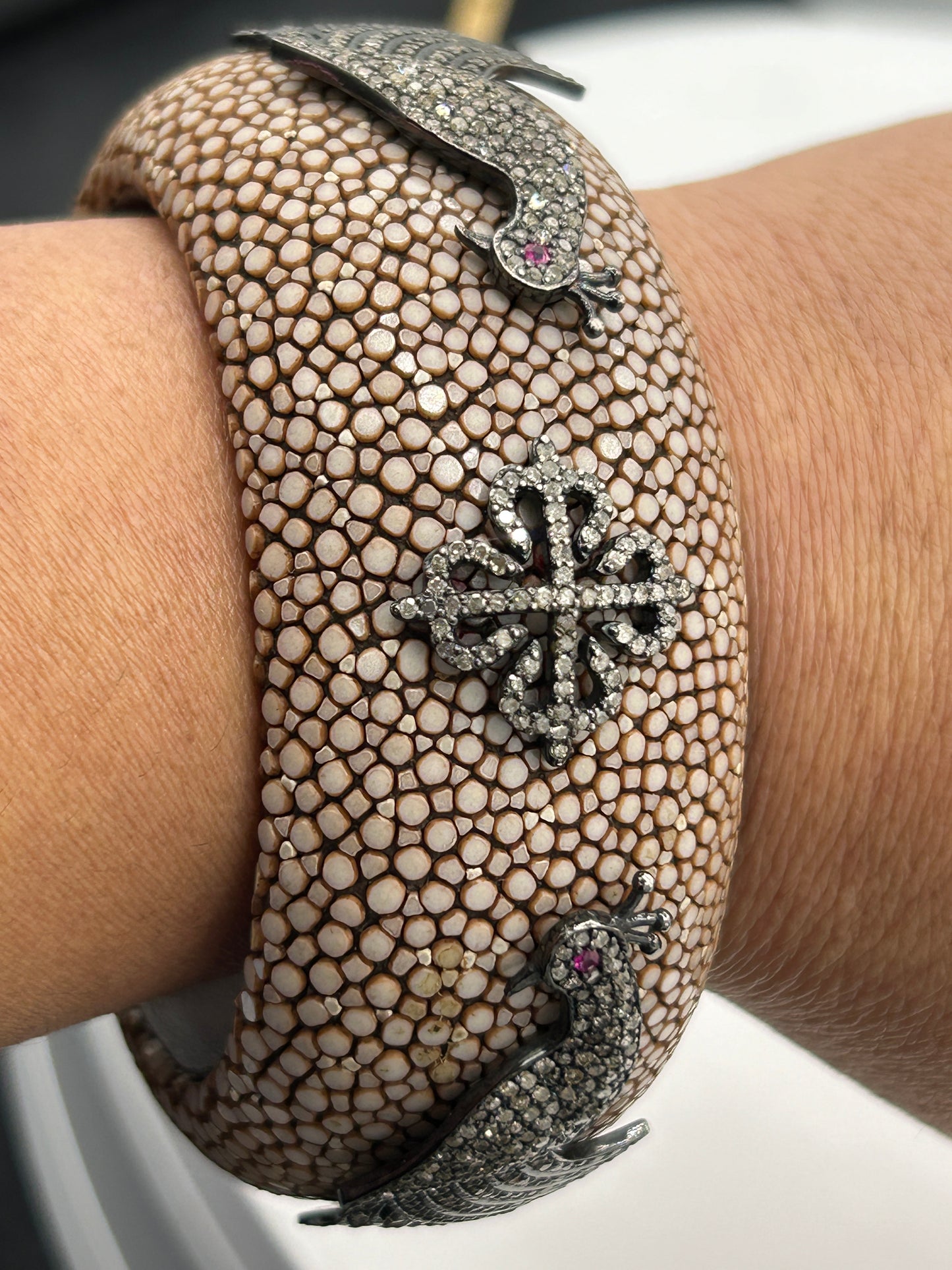 Leather Diamond Bangle