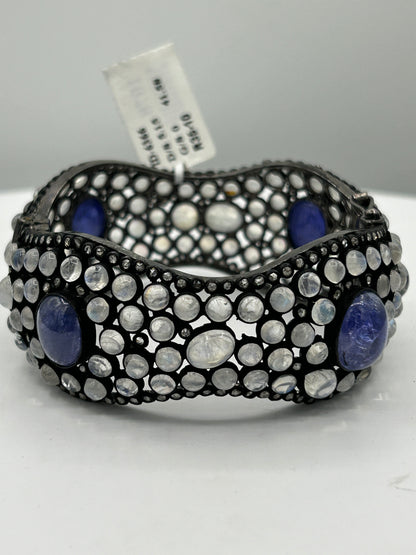 Rainbow Moonstone Tanzanite Diamond Bangle