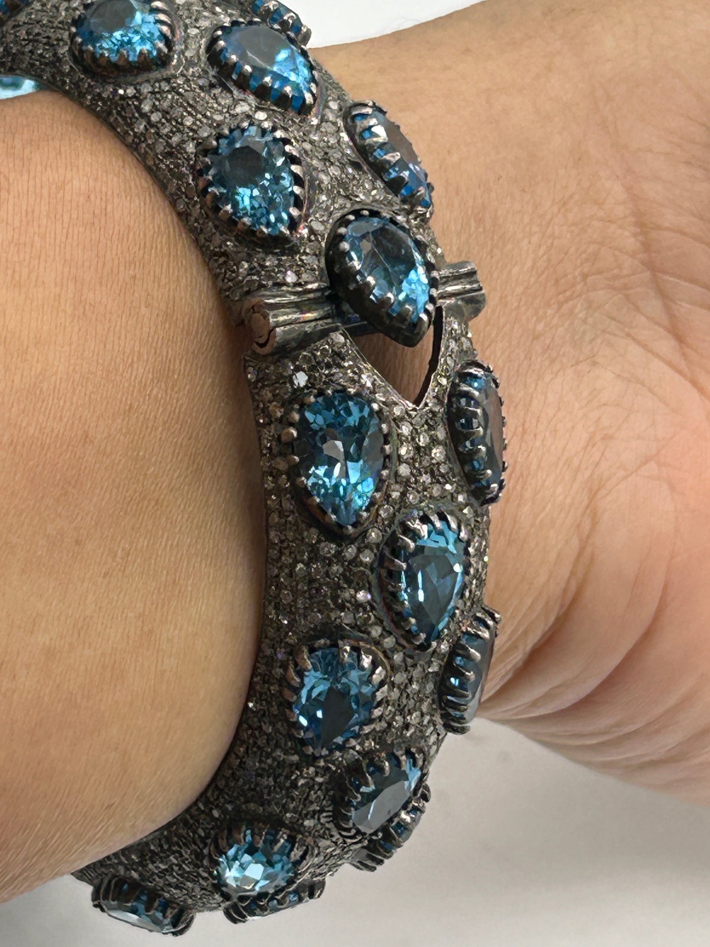 Blue Topaz Diamond Bangle