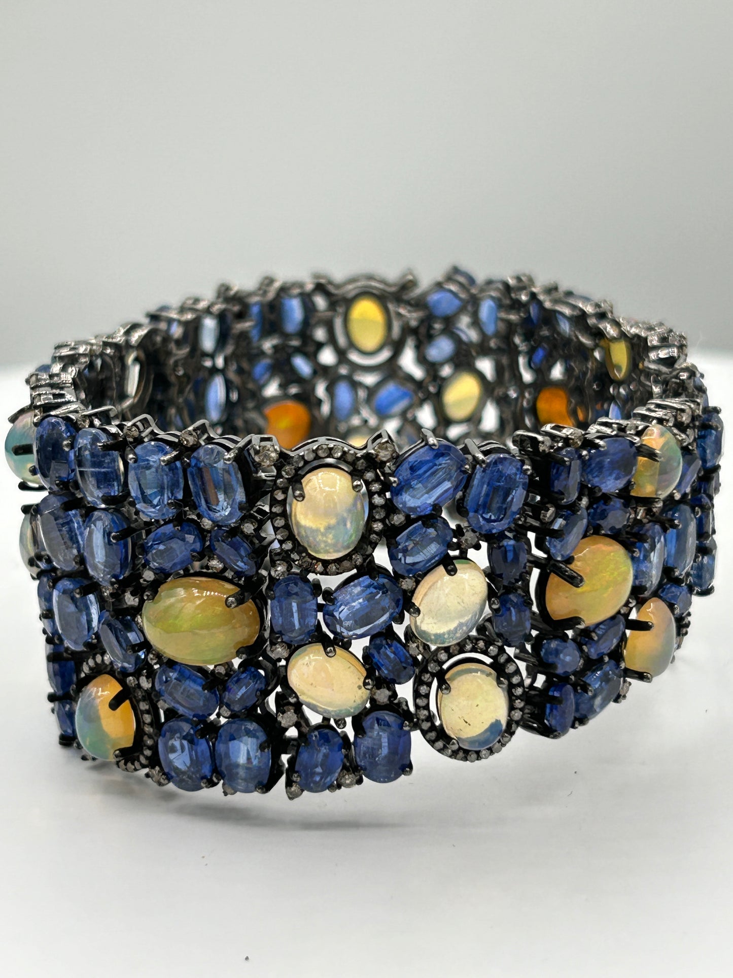 Opal and Kynite Designer Bracelet with Diamonds