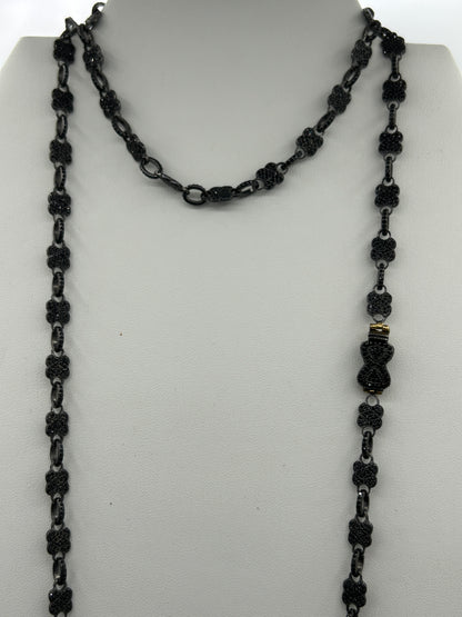 Sterling Silver Black Spinel Link Necklace