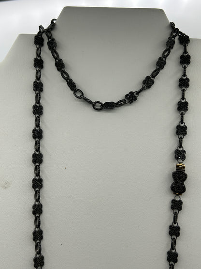 Sterling Silver Black Spinel Link Necklace