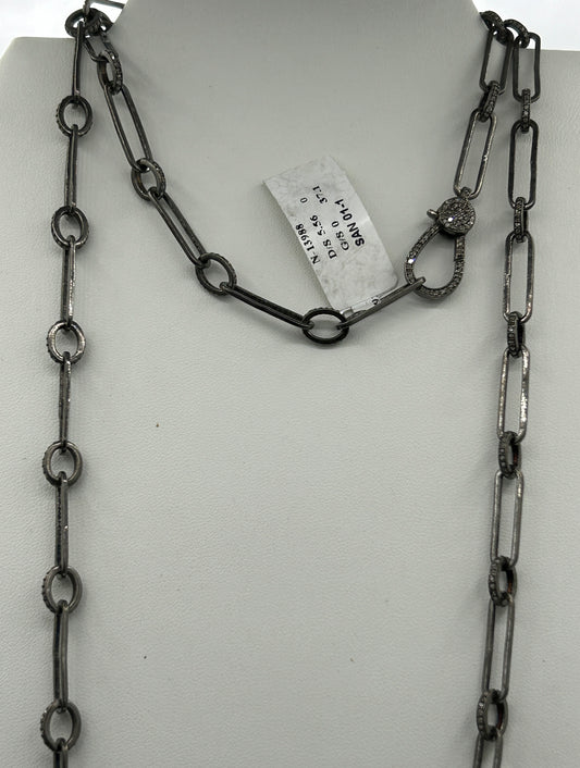 Sterling Silver Link Necklace with Diamonds