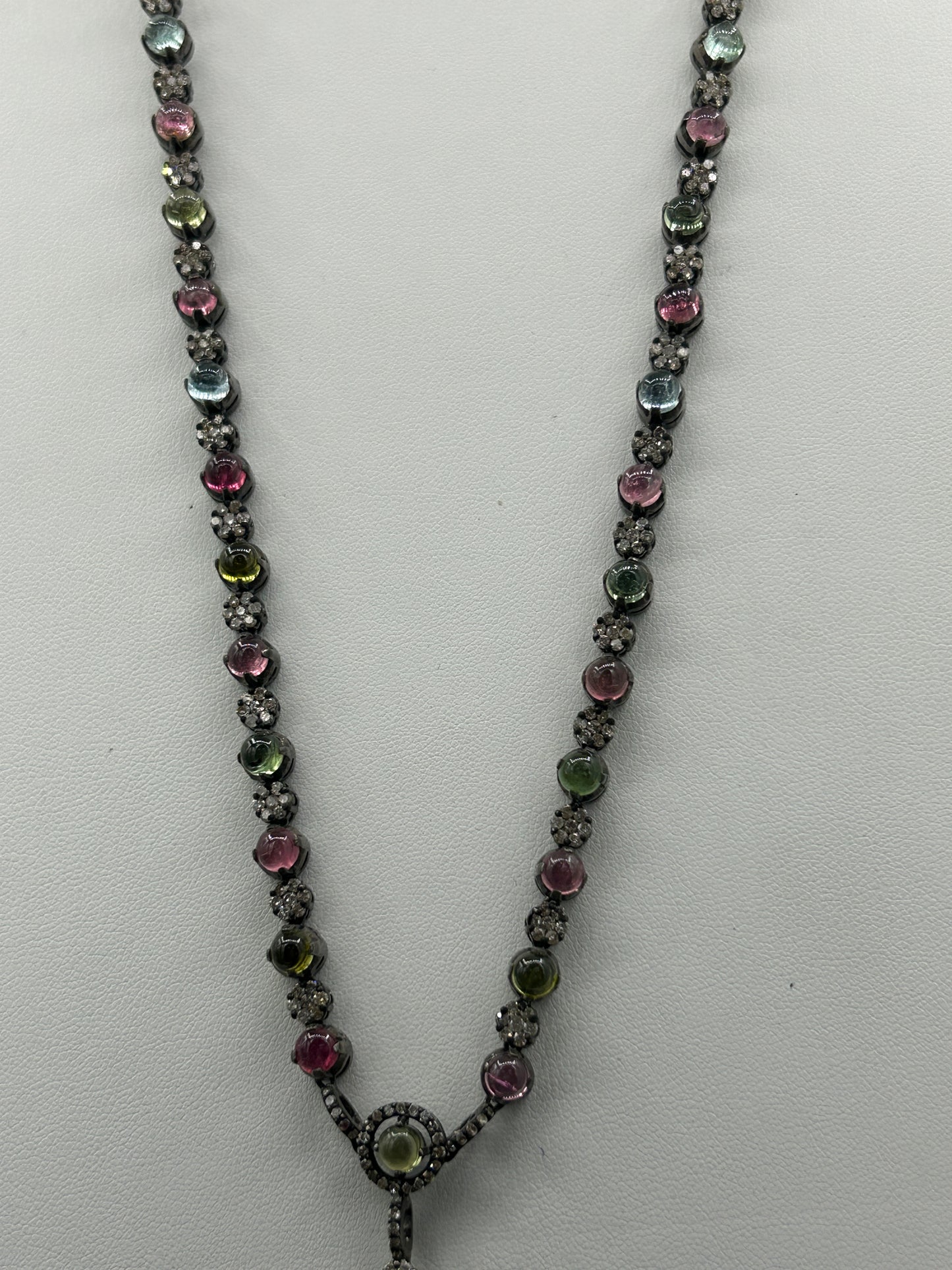 Tourmaline Long Necklace with Diamonds