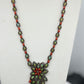 Natural Coral and Opal Long Necklace with Diamonds