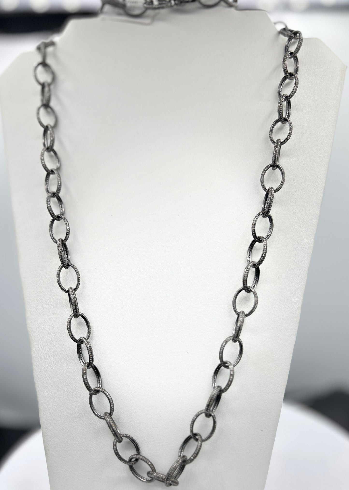 Oval Diamond Link Chain Necklace