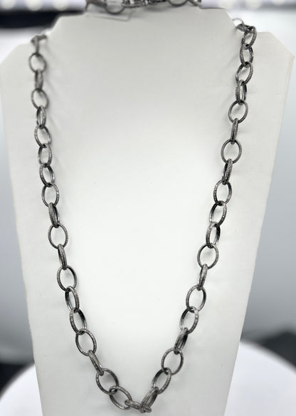 Oval Diamond Link Chain Necklace