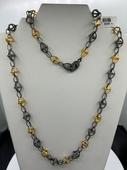 TwoTone Link Diamond Long Necklace