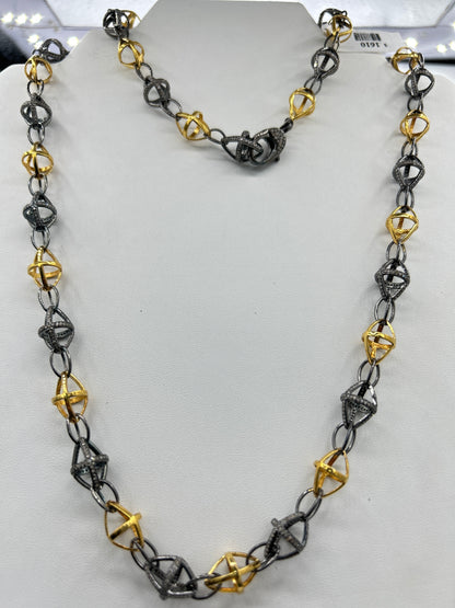 TwoTone Link Diamond Long Necklace