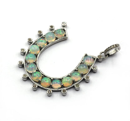 Horse shoe Pave Diamond Pendant