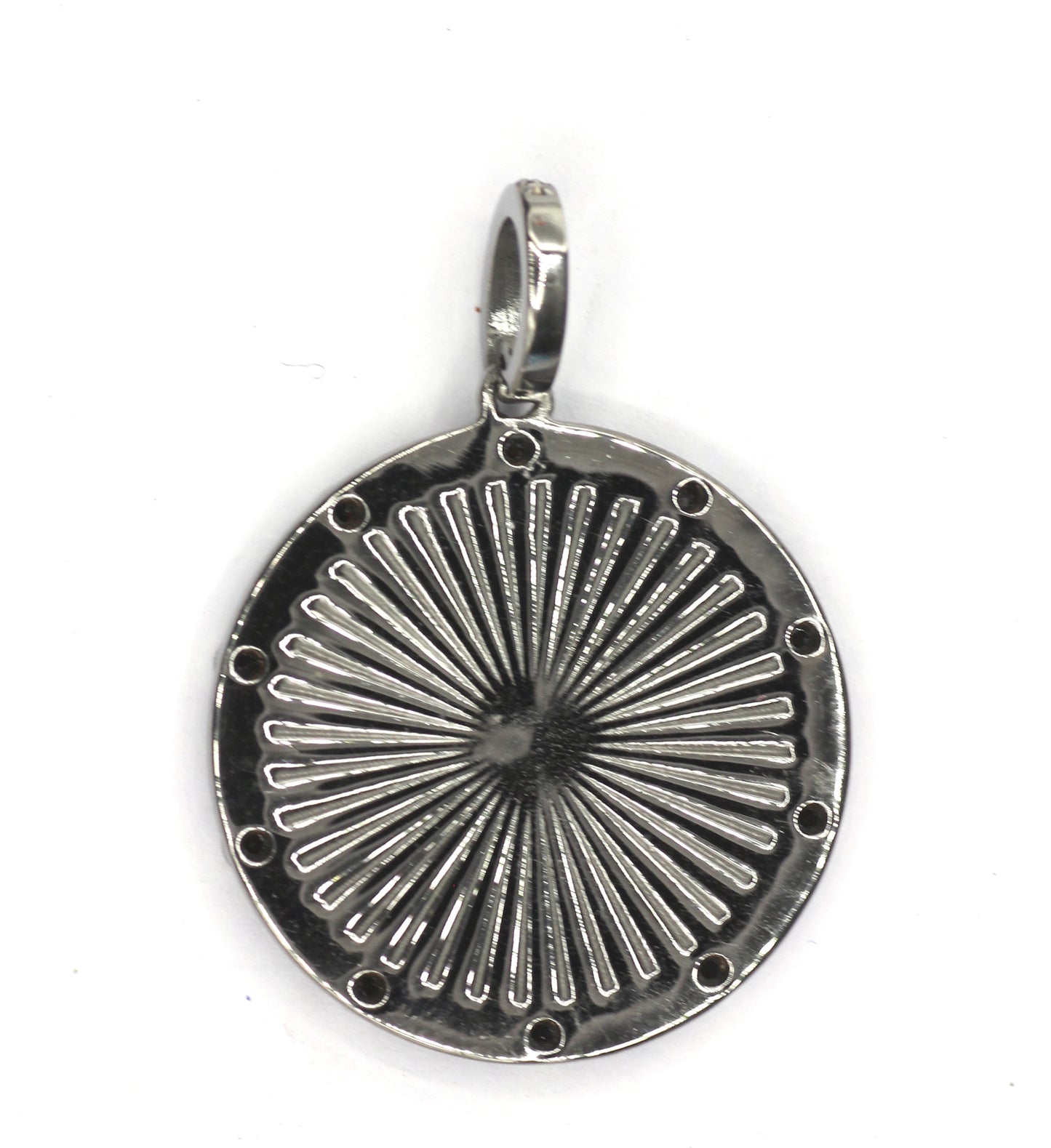 Round Silver Pave Diamond Pendant