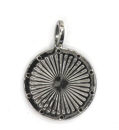 Round Silver Pave Diamond Pendant