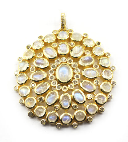Oval 92.5 Silver Pave Diamond Pendant
